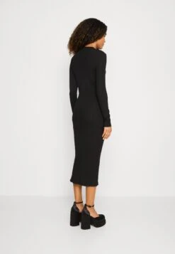 Even&Odd Circ Long Sleeves Midi High Slit Dress - Abito In Maglia - Black -Even&Odd 2354151ea70d41aa9b5043e84172516a