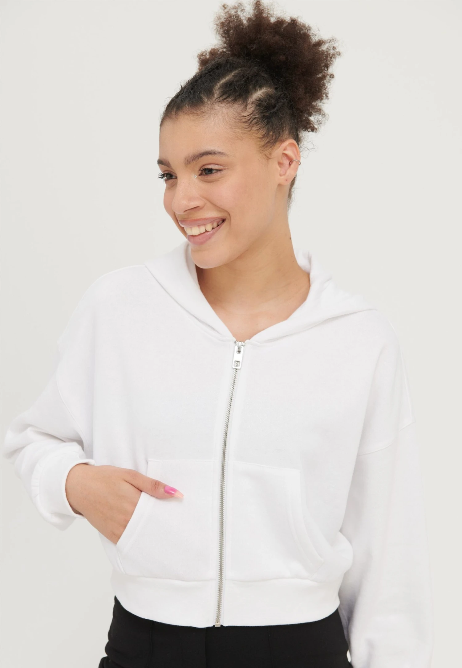 Even&Odd Felpa Con ZipWhite Donna Felpe EV421J0BE-A12 3 Even&Odd Felpa Con ZipWhite Donna Felpe EV421J0BE-A12