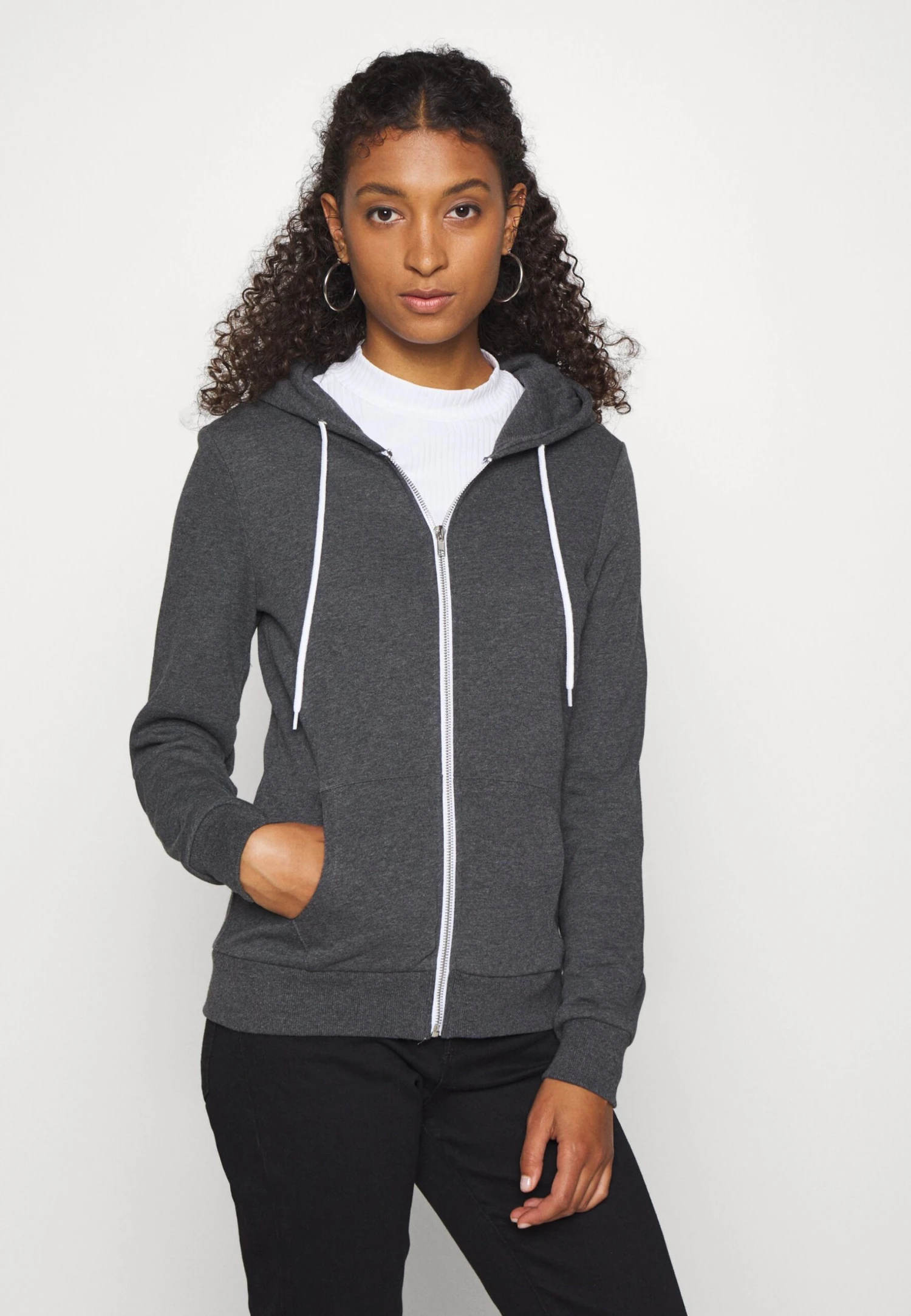 Even&Odd Felpa Con ZipMottled Dark Grey Donna Felpe EV421J088-C11 3 Even&Odd Felpa Con ZipMottled Dark Grey Donna Felpe EV421J088-C11