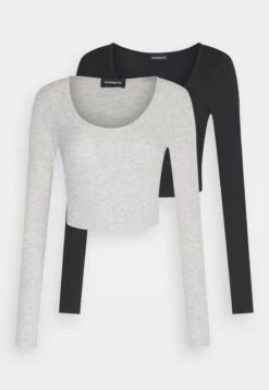 2 PackMaglietta A Manica LungaBlack/Mottled Grey Donna T-shirt E Top EVF21D04X-Q11 -Even&Odd 577949edbe714a15bdd8bc7de045752a