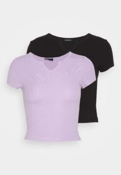 Even&Odd 2 PackT-Shirt BasicBlack/Purple Donna T-shirt E Top EV421D24U-Q11 -Even&Odd 6d7d2953f2954ba68e99263bf0da4095