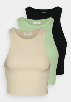 Even&Odd 3 Pack - Top - Beige/Black/Green -Even&Odd 79e77bd7b5c7428a81eb01cdee1ed9a7