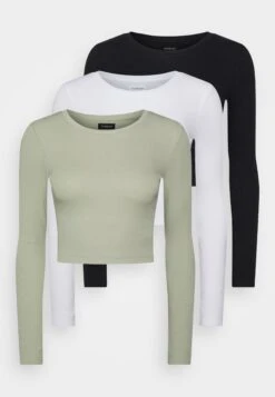 3 PackMaglietta A Manica LungaBlack/White/Light Green Donna T-shirt E Top EVF21D03J-Q11
