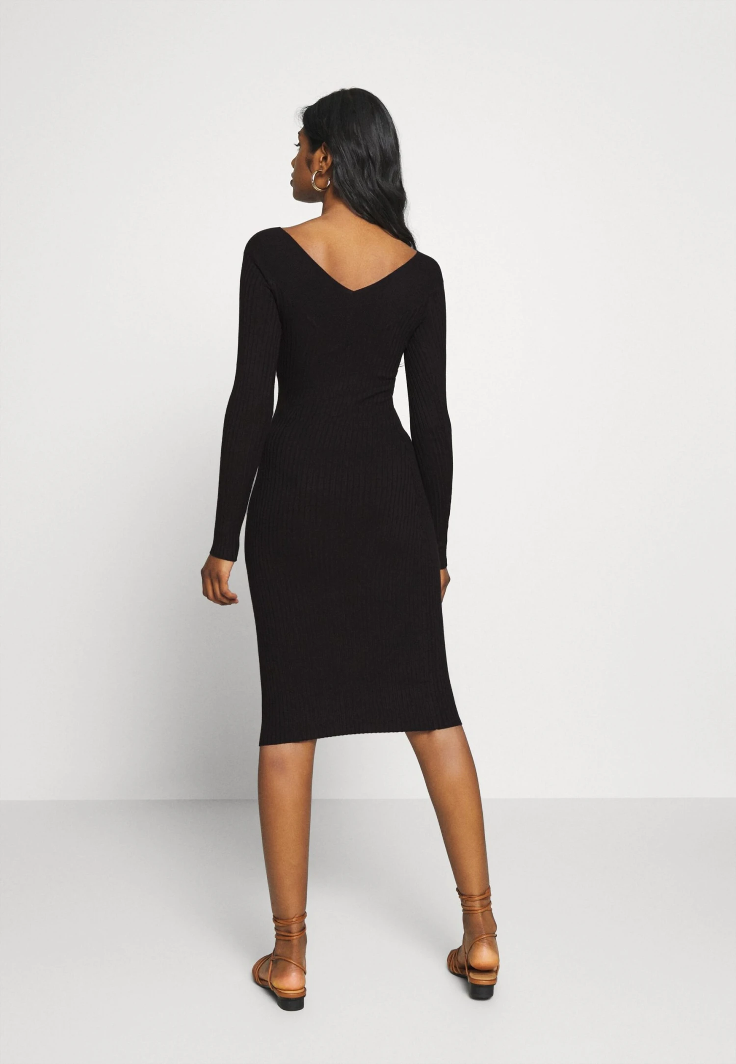 V Ausschnitt Ripp Mini Bodycon StrickkleidTubinoBlack Donna Vestiti EVF21C01P-Q11 5 V Ausschnitt Ripp Mini Bodycon StrickkleidTubinoBlack Donna Vestiti EVF21C01P-Q11 - immagine 3