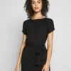 Even&Odd Basic Short Sleeves Mini Belted Dress - Vestito Di Maglina - Black/Black